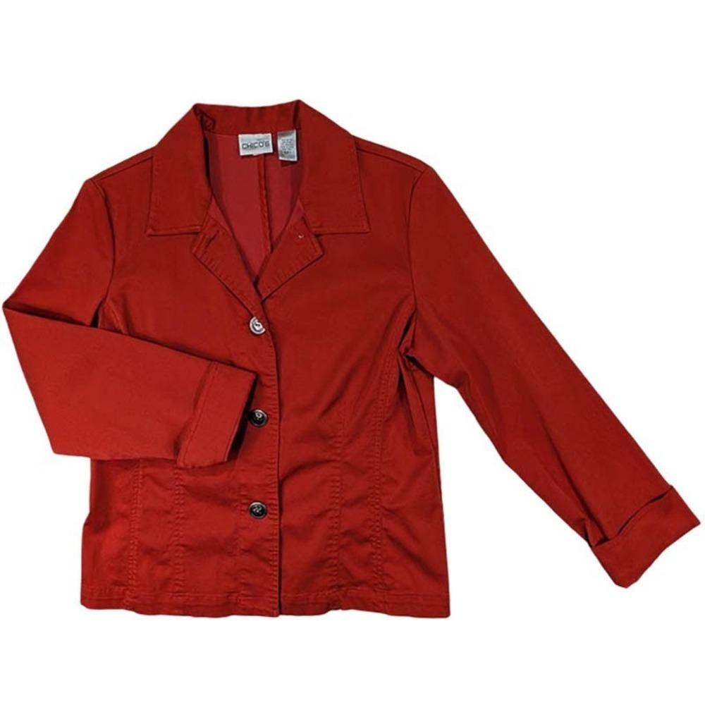 Chico's Jacket Womens S Orange Academia Classic Business Casual Preppy Weekend